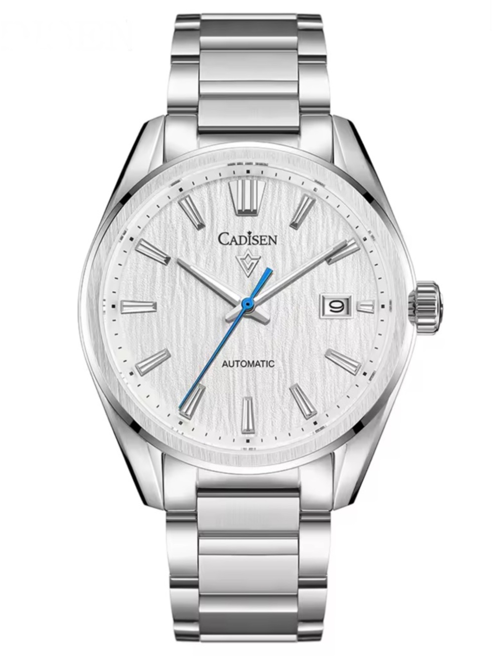 Men's Silver Automatic Watch with White Dial